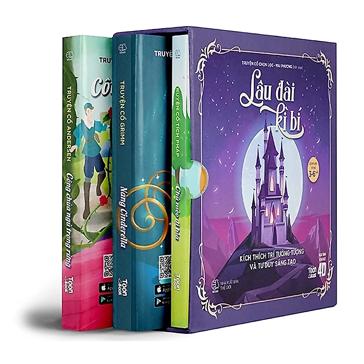 Combo Boxet 3 Cuốn Hoạt Hình Song Ngữ 4D "Lâu Đài Kỳ Bí": Nàng Cinderella + Chú Mèo Đi Hia + Công Chúa Ngủ Trong Rừng