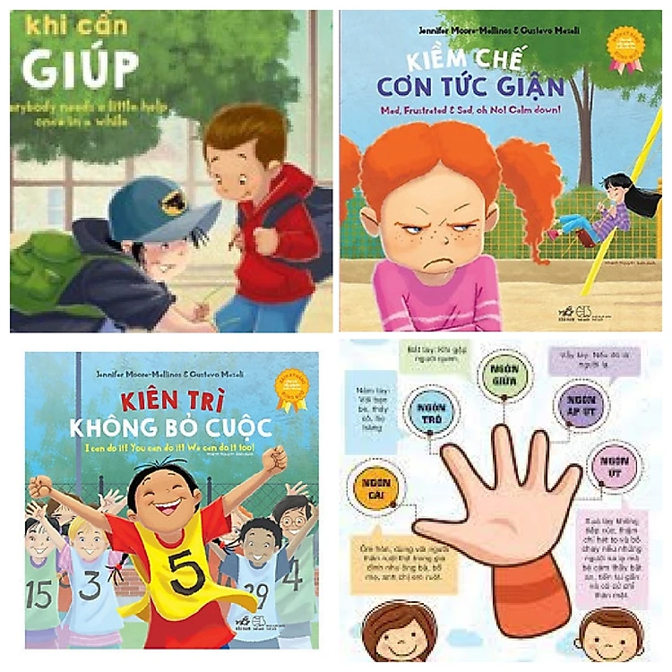 Combo Sách Kỹ Năng Song Ngữ: Kiên Trì Không Bỏ Cuộc - Kiềm Chế Cơn Tức Giận - Ngõ Lời Khi Cần Giúp - Sẵn Sàng Để Đến Trường.