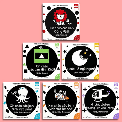 Combo 6 cuốn sách Ehon Song Ngữ Kích Thích Thị Giác Cho Bé 0-3 tuổi Black and White books