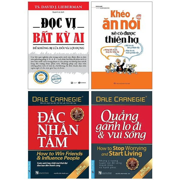 Combo Sách Đọc Vị Bất Kỳ Ai + Khéo Ăn Nói Sẽ Có Được Thiên Hạ + Đắc Nhân Tâm + Quẳng Gánh Lo Đi Và Vui Sống (Bộ 4 Cuốn)