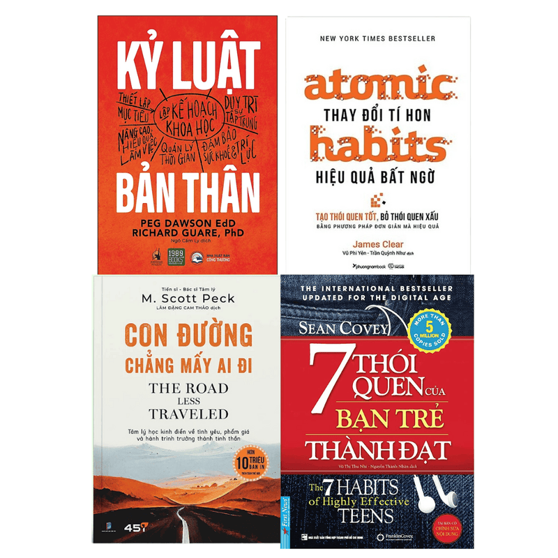Combo Kỷ luật bản thân + Atomic Habits - Thay Đổi Tí Hon, Hiệu Quả Bất Ngờ + Con Đường Chẳng Mấy Ai Đi + 7 Thói Quen của Bạn Trẻ Thành Đạt