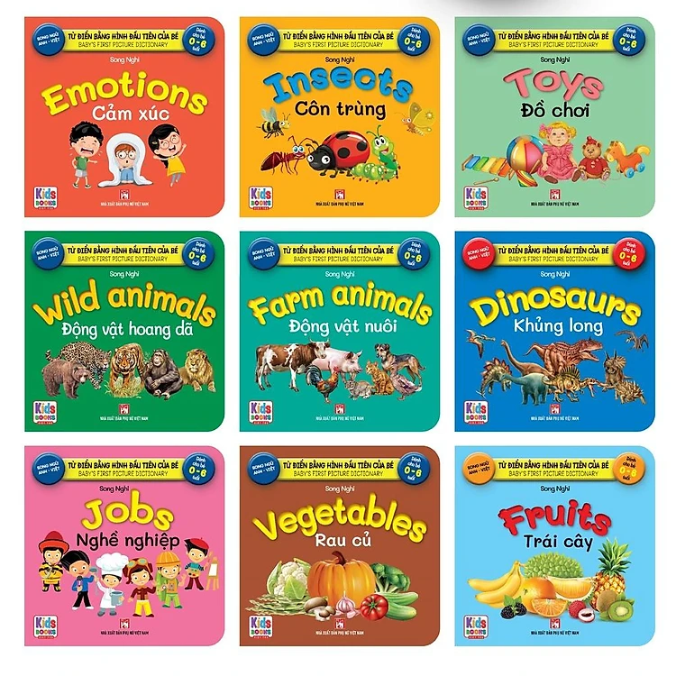 Sách - combo 9 Quyển Từ Điển Bằng Hình Đầu Tiên Của Bé Từ 0-6 tuổi - Song Ngữ Anh- Việt