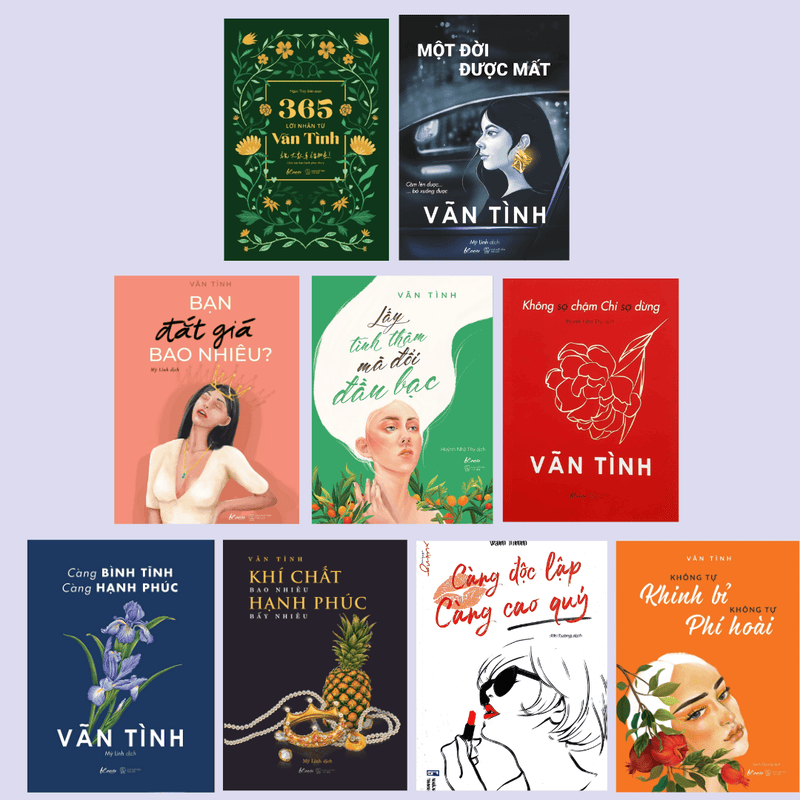 Combo Vãn Tình - Nữ hoàng viết sách cho phụ nữ: 365 lời nhắn từ Vãn Tình + Khí chất bao nhiêu, hạnh phúc bất nhiêu + Càng bình tĩnh, càng hạnh phúc + Không sợ chậm, chỉ sợ dừng+ Càng độc lập, càng cao quý + Bạn đắt giá bao nhiêu?