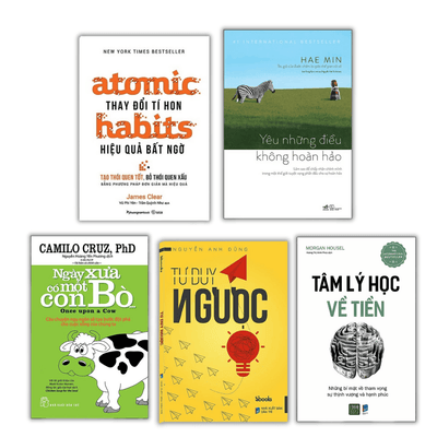 Combo 5 cuốn: Atomic habit - Yêu những điều không hoàn hảo - Ngày xưa có một con bò - Tư duy ngược - Tâm lý học về tiền