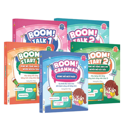 Combo giao tiếp tiếng Anh toàn diện (Boom Start 1+2, Boom Talk 1+2, Boom Grammar)