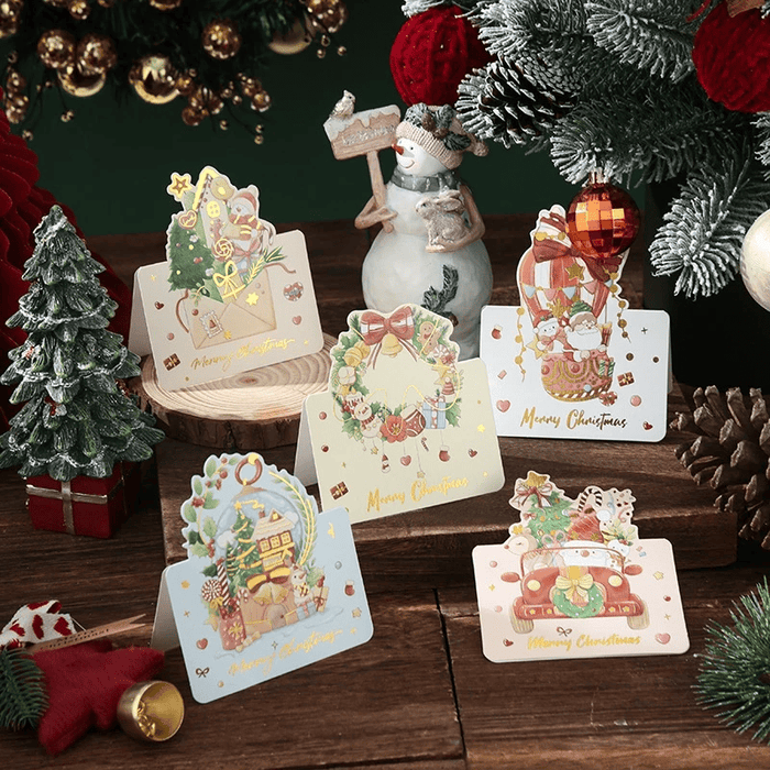 Thiệp giáng sinh hình cắt Noel sinh động TH08 bưu thiếp tặng giáng sinh hình cây thông , người tuyết