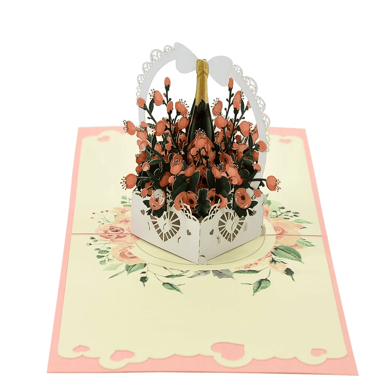 Thiệp 3D Handmade Rose basket Giỏ Hoa Hồng, Giỏ hoa Thiệp Nổi HMG