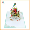 Thiệp 3D Lẵng Hoa Nhiều Màu Sắc, thiệp Hoa đào HMG Pop-up Card