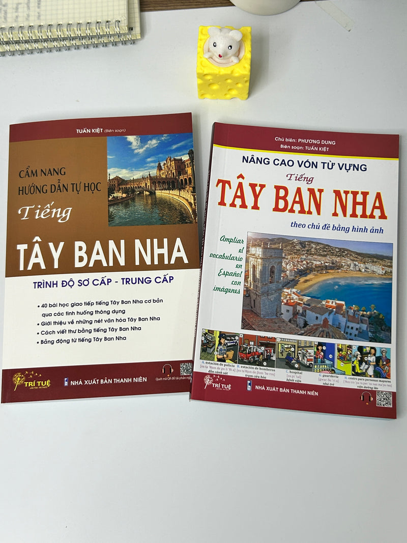 Combo tự học tiếng Tây Ban Nha hiệu quả nhất (Cẩm nang hướng dẫn tự học tiếng Tây Ban Nha trình độ sơ cấp - trung cấp + Nâng cao vốn từ vựng tiếng Tây Ban Nha theo chủ đề bằng hình ảnh)