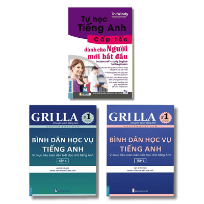 Combo giao tiếp tiếng Anh bằng phiên âm tiếng Việt cho người mất gốc (Bình dân học vụ tiếng Anh tập 1 + tập 2 + Tự học tiếng anh cấp tốc dành cho người mới bắt đầu)
