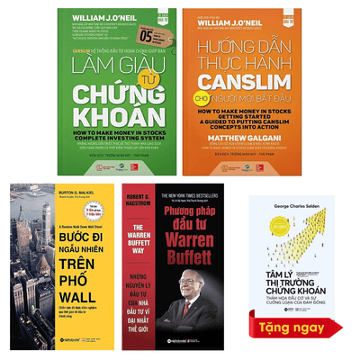 Combo đầu tư chứng khoán cho người mới bắt đầu (Làm Giàu Từ Chứng Khoán + Hướng Dẫn Thực Hành Canslim + Bước đi ngẫu nhiên trên phố Wall + Phương Pháp Đầu Tư Warren Buffett) Tặng tâm lý thị trường chứng khoán