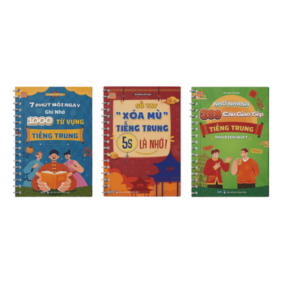 Combo học giỏi tiếng Trung: Sổ tay "xóa mù" tiếng Trung 5s là nhớ, 1000 từ vựng tiếng Trung, 300 câu giao tiếp
