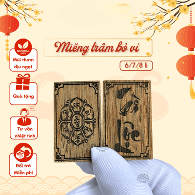 Miếng Trầm Bỏ Ví Tài Lộc OM MANI, Gỗ Trầm Hương Phong Thuỷ May Mắn Tài Lộc, Sức Khoẻ Bình An