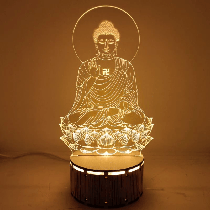 Bộ đèn Led Hình Phật đế gỗ cao cấp