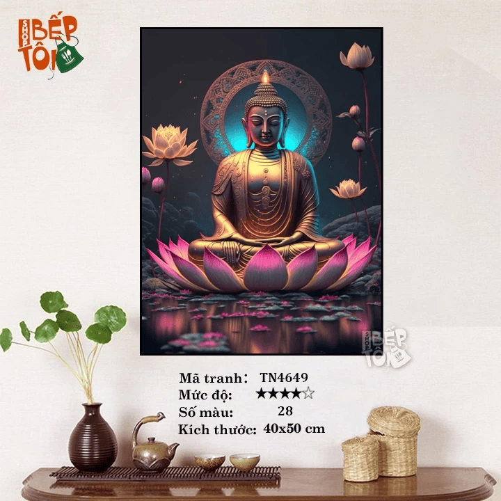 Tranh số hóa Phật giáo mẫu Đức Phật Bên Đài Sen