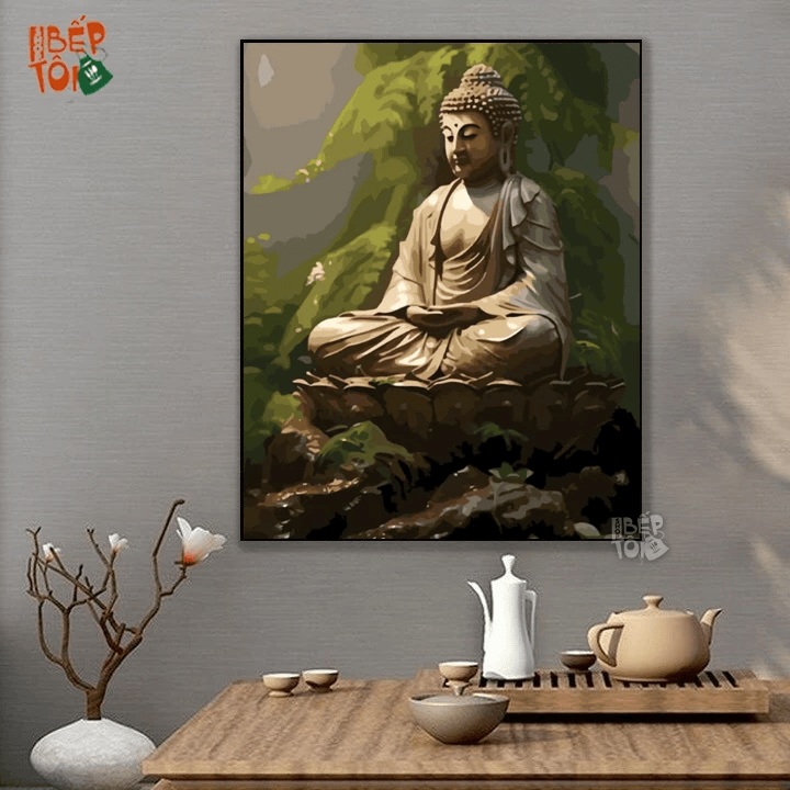 Tranh số hóa Phật giáo mẫu Phật Ngồi Thiền