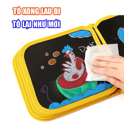 Sách vẽ tự xóa chất liệu vải Graffiti tặng Kèm12 Bút - Combo Sách vẽ + bút viết tự xóa cho bé