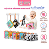 Sách vải cho bé sơ sinh 0 đến 12 tháng Lalala baby, an toàn tuyệt đối, kích thước 12x11cm, 8 mặt sột soạt