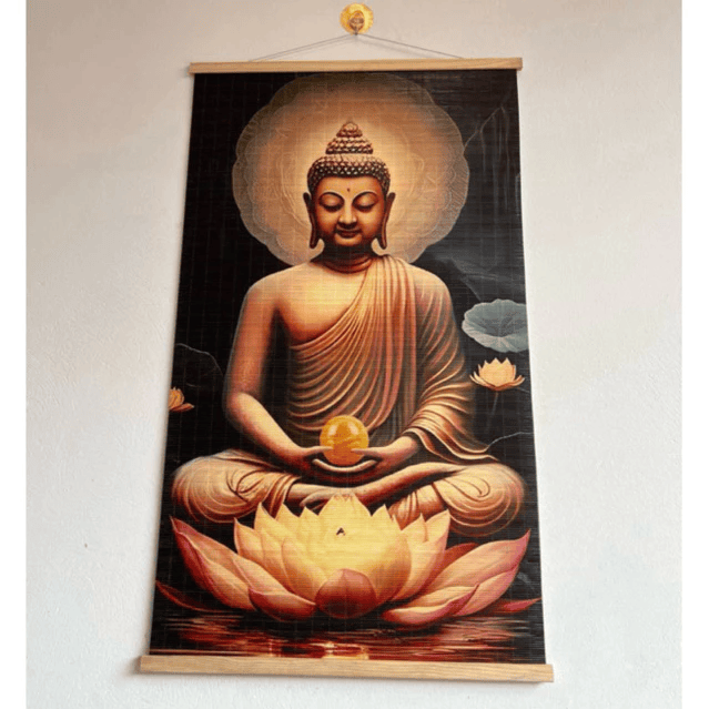 Tranh mành trúc Đức Phật Thích Ca Mâu Ni (40x60cm)
