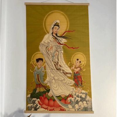 Tranh Mành Trúc Nghệ Thuật - Quan Thế Âm Bồ Tát ( 60x100 cm)