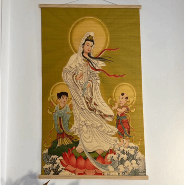 Tranh Mành Trúc Nghệ Thuật - Quan Thế Âm Bồ Tát ( 60x100 cm)