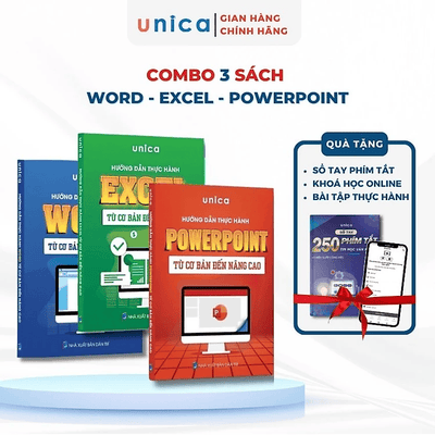 Combo 3 Sách Word - Excel - Powerpoint Unica ứng dụng tin học văn phòng từ cơ bản đến nâng cao