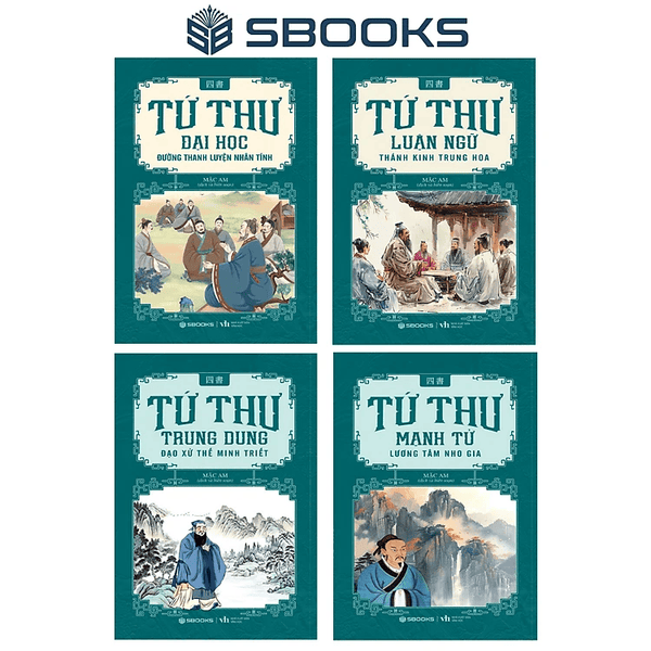Combo 4 Cuốn Tứ Thư: Đại Học + Luận Ngữ + Trung Dung + Mạnh Tử - SBOOKS