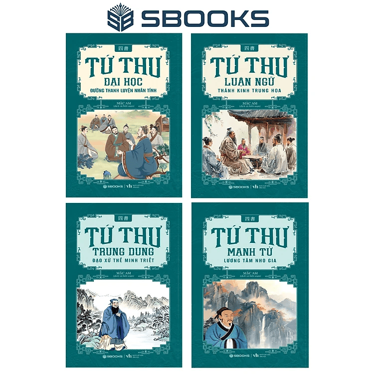 Combo 4 Cuốn Tứ Thư: Đại Học + Luận Ngữ + Trung Dung + Mạnh Tử - SBOOKS