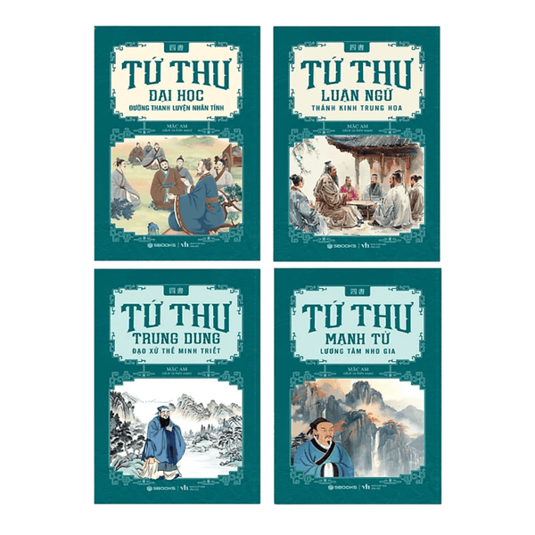Combo 4 Cuốn Tứ Thư: Đại Học + Luận Ngữ + Trung Dung + Mạnh Tử