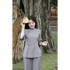 G51 - Set Bộ Áo Lam Đi Chùa Thêu Sen - Quần áo Phật tử, Pháp phục loại 1 vải mịn đẹp