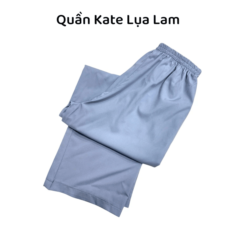 Quần mặc áo tràng lam và nâu vải lụa tằm ý, kate lụa, kate nam nữ đều mặc được