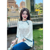 S55 - Đồ Lam Nữ Đi Chùa - Bộ Đi Lễ Chùa Họa Tiết Trang Nhã - Pháp Phục Nữ Xinh Xắn Dành Cho Phật Tử Vải Lụa Tằm mềm mại