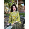 S55 - Đồ Lam Nữ Đi Chùa - Bộ Đi Lễ Chùa Họa Tiết Trang Nhã - Pháp Phục Nữ Xinh Xắn Dành Cho Phật Tử Vải Lụa Tằm mềm mại