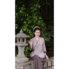 G36 - PHÁP PHỤC PHẬT TỬ CÀI CHÉO - Quần Áo Đi Chùa thiết kế cổ nhật vải đũi thêu hoa sen