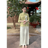 T05 - Set Pháp Phục lụa tơ 2 lớp thêu Hạc sắc nét - Bộ đồ đi chùa vải lụa tơ cúc Tết trang nhã