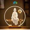 Tượng Phật Quan Âm Bồ Tát Chất Liệu Gốm Tử Sa Kệ Led Hào Quang Decor Trang Trí Phong Thủy An Nhiên