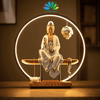 Tượng Phật Quan Âm Bồ Tát Chất Liệu Gốm Tử Sa Kệ Led Hào Quang Decor Trang Trí Phong Thủy An Nhiên