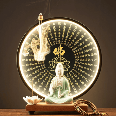 Tượng Quan Âm Bồ Tát Gốm Cao Cấp Có Đèn Led Hào Quang,Tượng Phong Thủy An Nhiên Mang Tài Lộc May Mắn