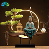 Tượng Quan Âm Kèm Đèn Led Hào Quang Cao Cấp, Thác Khói Trầm Hương Cây Xanh Tiểu Cảnh Trang Trí Nhà