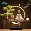 Tượng Quan Âm Kèm Đèn Led Hào Quang Cao Cấp, Thác Khói Trầm Hương Cây Xanh Tiểu Cảnh Trang Trí Nhà