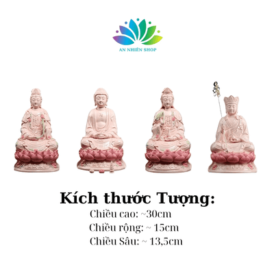 Tượng Phật Chất Liệu Gốm Sứ Tử Sa Hồng Cao Cấp (Địa Tạng, Quan Âm, A Di Đà, Đại Thế Chí)