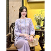 S57 - Bộ Đồ Đi Chùa Gấm Hoa Kèm Charm - Set pháp phục nữ vải gấm mềm trang nhã