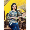 S57 - Bộ Đồ Đi Chùa Gấm Hoa Kèm Charm - Set pháp phục nữ vải gấm mềm trang nhã