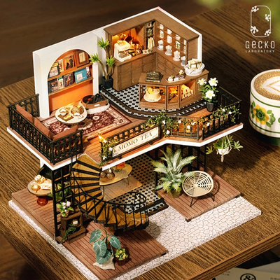 Mô hình lắp ghép Tiệm trà Momo thương hiệu GECKO LABS thử thách khéo tay, trang trí trong nhà