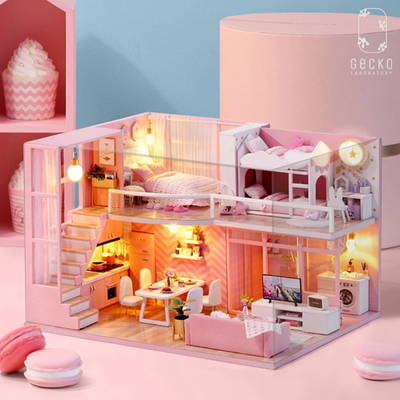 Mô hình lắp ghép Pink Home GECKO LABS làm đồ trang trí, thử thách sự khéo léo