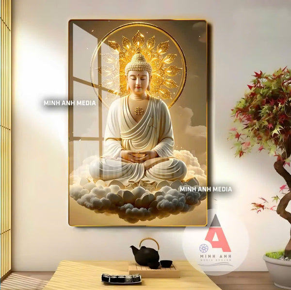 P03 - Tranh tráng gương Phật áo trắng