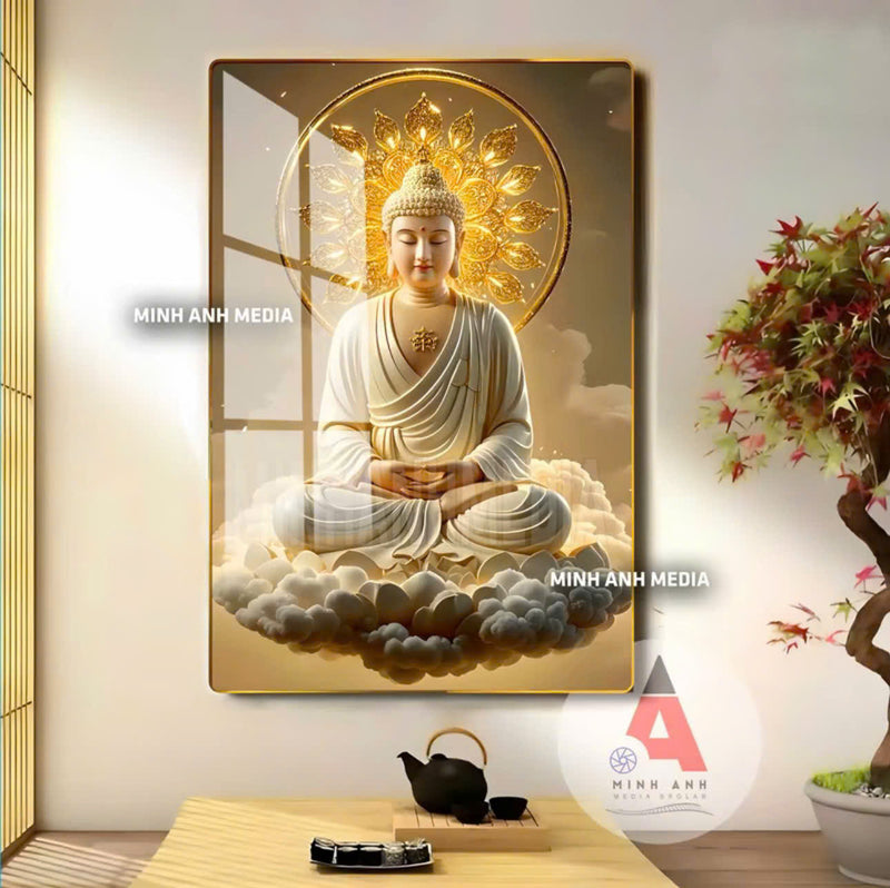 P03 - Tranh tráng gương Phật áo trắng