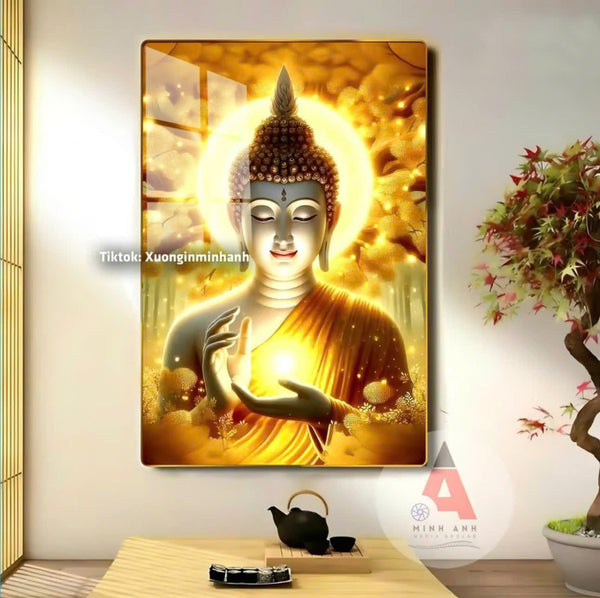 P05 - Tranh tráng gương Phật ánh sáng trong tay