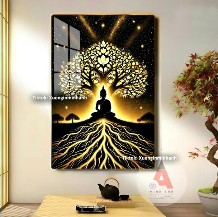 P12 - Tranh tráng gương Phật dưới cây bồ đề