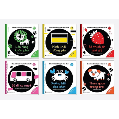 Combo 6 cuốn sách Ehon Song Ngữ Kích Thích Thị Giác Cho Bé 0-3 tuổi Black and White book - NXB Hà Nội